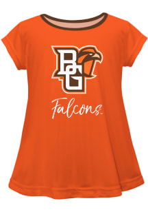 Vive La Fete Bowling Green Falcons Toddler Girls Orange Script Blouse Short Sleeve T-Shirt