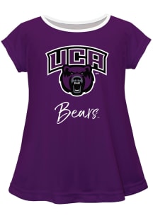 Vive La Fete Central Arkansas Bears Toddler Girls Purple Script Blouse Short Sleeve T-Shirt