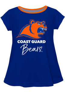 Coast Guard Bears Toddler Girls Blue Script Blouse Short Sleeve T-Shirt