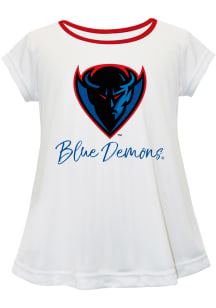 DePaul Blue Demons Toddler Girls White Script Blouse Short Sleeve T-Shirt