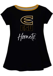Emporia State Hornets Toddler Girls Black Script Blouse Short Sleeve T-Shirt