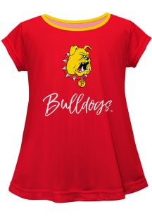 Vive La Fete Ferris State Bulldogs Toddler Girls Red Script Blouse Short Sleeve T-Shirt
