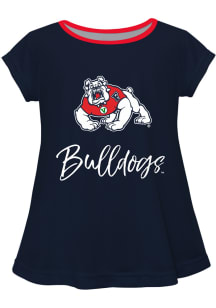 Fresno State Bulldogs Toddler Girls Navy Blue Script Blouse Short Sleeve T-Shirt