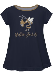 GA Tech Yellow Jackets Toddler Girls Navy Blue Script Blouse Short Sleeve T-Shirt
