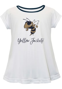 GA Tech Yellow Jackets Toddler Girls White Script Blouse Short Sleeve T-Shirt