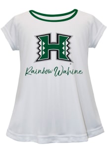 Hawaii Warriors Toddler Girls White Script Blouse Short Sleeve T-Shirt