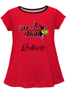 Vive La Fete Illinois State Redbirds Toddler Girls Red Script Blouse Short Sleeve T-Shirt