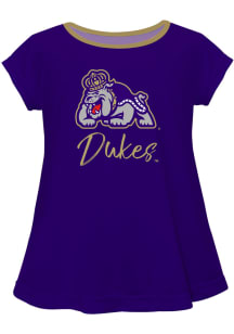 James Madison Dukes Toddler Girls Purple Script Blouse Short Sleeve T-Shirt