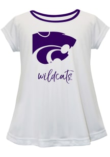 Vive La Fete K-State Wildcats Toddler Girls White Script Blouse Short Sleeve T-Shirt