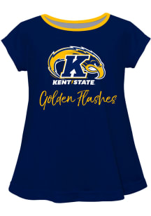 Kent State Golden Flashes Toddler Girls Blue Script Blouse Short Sleeve T-Shirt