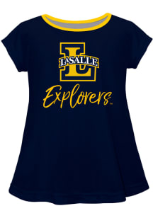 La Salle Explorers Toddler Girls Navy Blue Script Blouse Short Sleeve T-Shirt