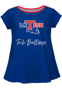 Louisiana Tech Bulldogs Toddler Girls Blue Script Blouse Short Sleeve T-Shirt