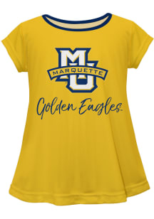 Vive La Fete Marquette Golden Eagles Toddler Girls Gold Script Blouse Short Sleeve T-Shirt