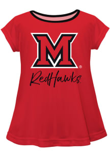 Miami RedHawks Toddler Girls Red Script Blouse Short Sleeve T-Shirt