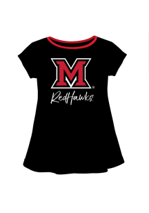 Vive La Fete Miami RedHawks Toddler Girls Black Script Blouse Short Sleeve T-Shirt