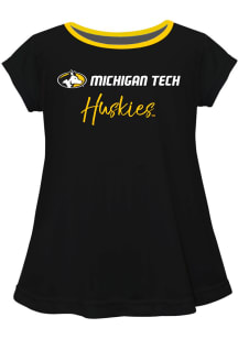 Michigan Tech Huskies Toddler Girls Black Script Blouse Short Sleeve T-Shirt