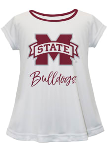 Mississippi State Bulldogs Toddler Girls White Script Blouse Short Sleeve T-Shirt