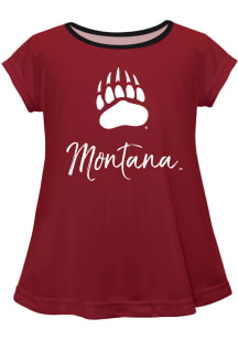 Montana Grizzlies Toddler Girls Maroon Script Blouse Short Sleeve T-Shirt