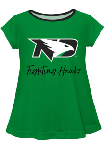 North Dakota Fighting Hawks Toddler Girls Green Script Blouse Short Sleeve T-Shirt