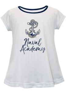 Navy Midshipmen Toddler Girls White Script Blouse Short Sleeve T-Shirt