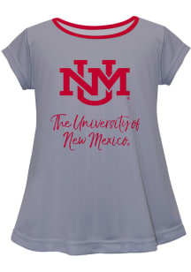 Vive La Fete New Mexico Lobos Toddler Girls Grey Script Blouse Short Sleeve T-Shirt