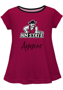 Vive La Fete New Mexico State Aggies Toddler Girls Red Script Blouse Short Sleeve T-Shirt