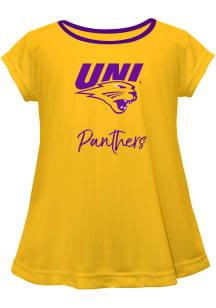 Northern Iowa Panthers Toddler Girls Gold Script Blouse Short Sleeve T-Shirt