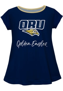 Oral Roberts Golden Eagles Toddler Girls Navy Blue Script Blouse Short Sleeve T-Shirt