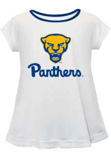 Pitt Panthers Toddler Girls White Script Blouse Short Sleeve T-Shirt