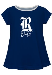 Rice Owls Toddler Girls Blue Script Blouse Short Sleeve T-Shirt