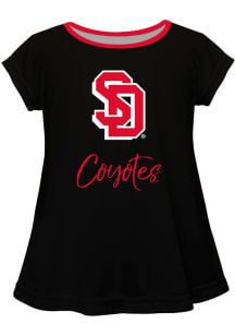 South Dakota Coyotes Toddler Girls Black Script Blouse Short Sleeve T-Shirt