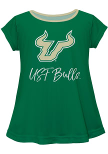 South Florida Bulls Toddler Girls Green Script Blouse Short Sleeve T-Shirt