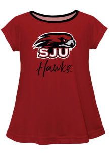 Saint Josephs Hawks Toddler Girls Red Script Blouse Short Sleeve T-Shirt