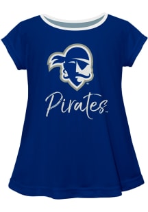 Seton Hall Pirates Toddler Girls Blue Script Blouse Short Sleeve T-Shirt