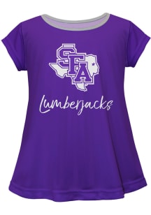 SFA Lumberjacks Toddler Girls Purple Script Blouse Short Sleeve T-Shirt