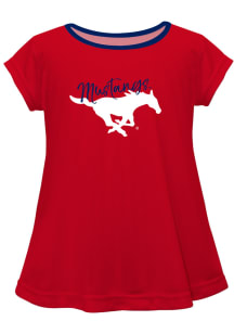 SMU Mustangs Toddler Girls Red Script Blouse Short Sleeve T-Shirt