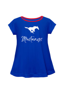 SMU Mustangs Toddler Girls Blue Script Blouse Short Sleeve T-Shirt