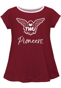 Texas Womans University Toddler Girls Maroon Script Blouse Short Sleeve T-Shirt
