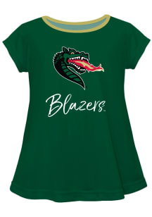 UAB Blazers Toddler Girls Green Script Blouse Short Sleeve T-Shirt