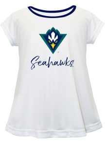 UNCW Seahawks Toddler Girls White Script Blouse Short Sleeve T-Shirt