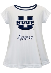 Utah State Aggies Toddler Girls White Script Blouse Short Sleeve T-Shirt