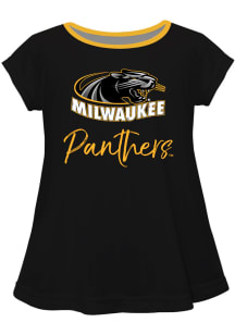 Wisconsin-Milwaukee Panthers Toddler Girls Black Script Blouse Short Sleeve T-Shirt