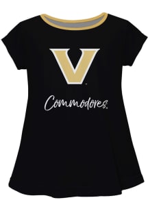 Vanderbilt Commodores Toddler Girls Black Script Blouse Short Sleeve T-Shirt