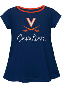 Virginia Cavaliers Toddler Girls Blue Script Blouse Short Sleeve T-Shirt