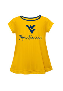 West Virginia Mountaineers Toddler Girls Gold Script Blouse Short Sleeve T-Shirt