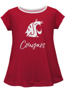 Washington State Cougars Toddler Girls Red Script Blouse Short Sleeve T-Shirt