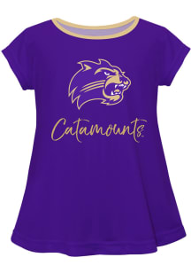 Western Carolina Toddler Girls Purple Script Blouse Short Sleeve T-Shirt
