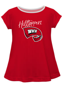 Vive La Fete Western Kentucky Hilltoppers Toddler Girls Red Script Blouse Short Sleeve T-Shirt