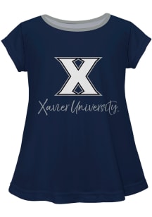 Xavier Musketeers Toddler Girls Navy Blue Script Blouse Short Sleeve T-Shirt