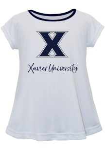 Xavier Musketeers Toddler Girls White Script Blouse Short Sleeve T-Shirt